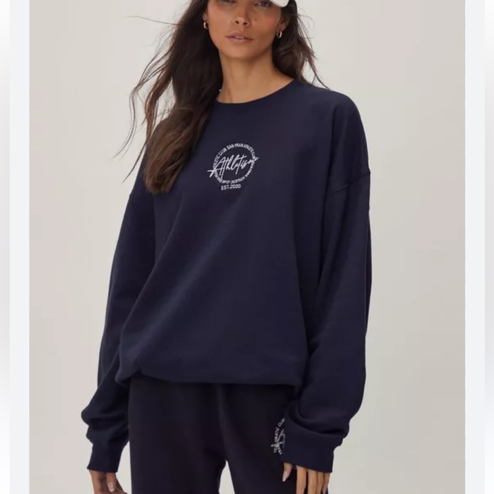 Nasty Gal Athletisme‎ Circular Embroidered Oversized Crew Neck Sweatshirt medium